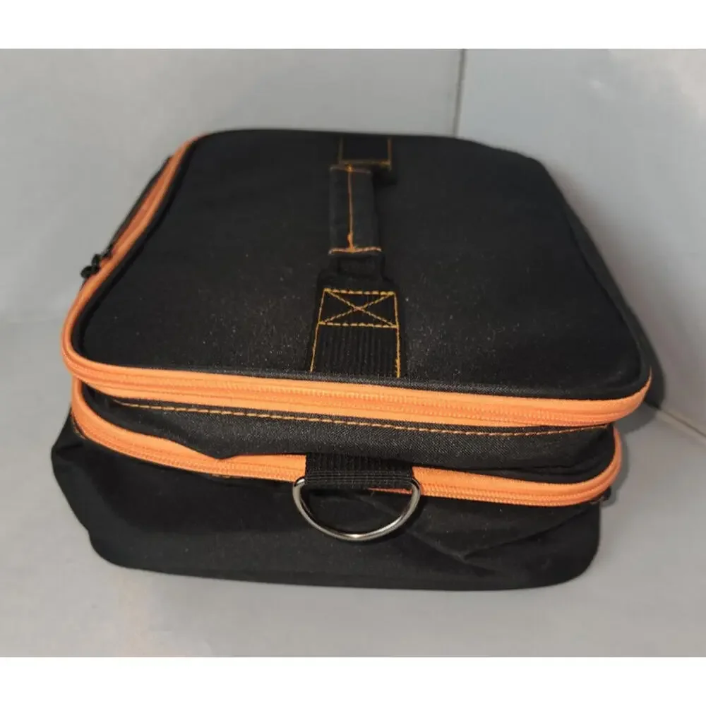 new padded camera equipment bag 12x9x6 black & Orange shoulder strap adjustable